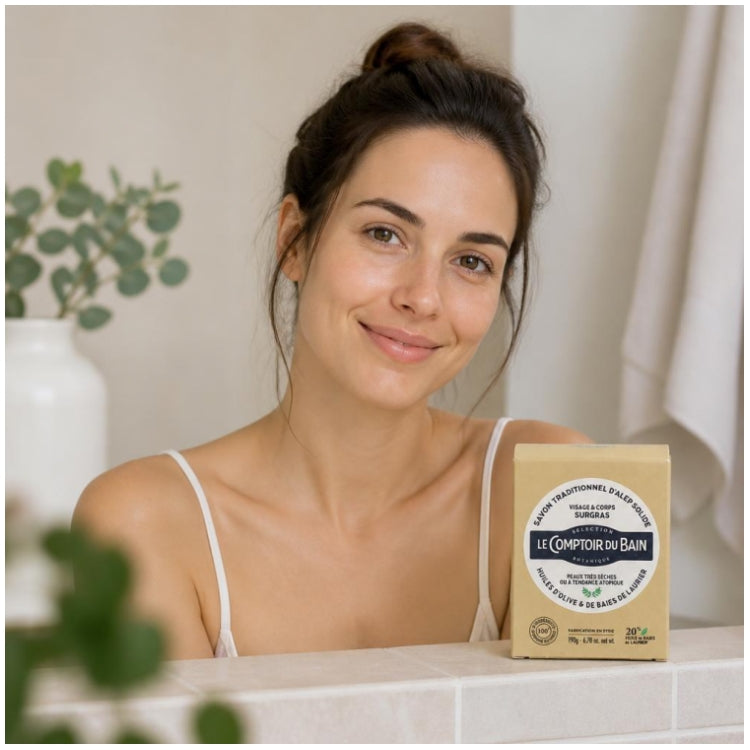 Le Comptoir Du Bain Saponetta di Aleppo Tradizionale 190g - Olio di Oliva e Bacche di Alloro
