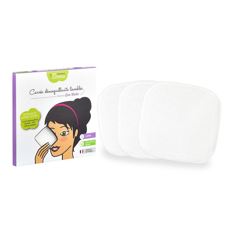Les Tendances D'Emma Eucalyptus Washable Make - up Removers Squares Eco Belle x3 - FrenchBeautyHub