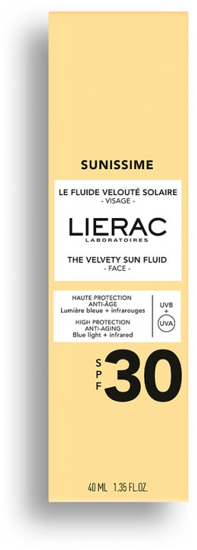 Lierac Sunissime Fluido solar aterciopelado para rostro y escote SPF30 40ml