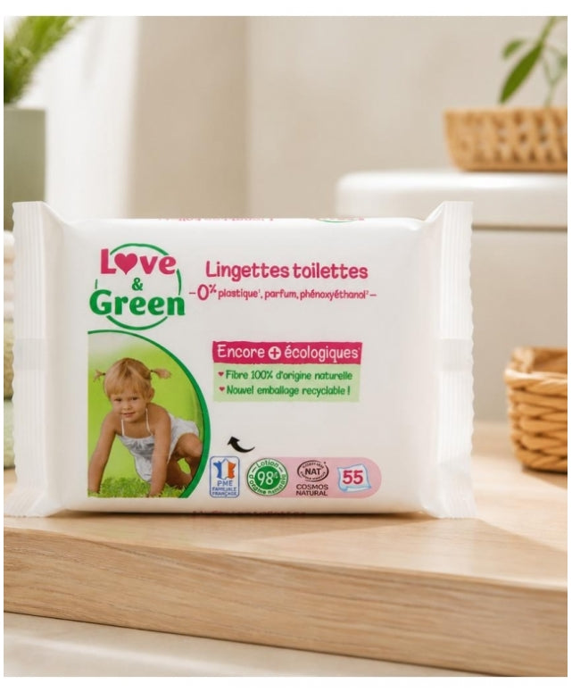 Love&Green Hypoallergenic Toilet Wipes Perfume-Free x55