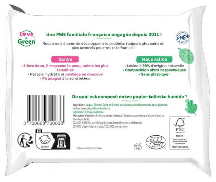 Love&Green Hypoallergenic Toilet Wipes Perfume-Free x55