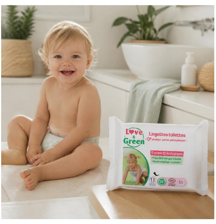 Love&Green Hypoallergenic Toilet Wipes Perfume-Free x55