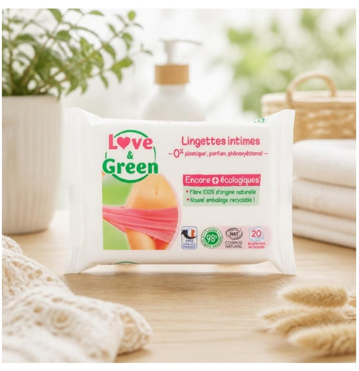Love&Green Intimate Lingettes Nettoyantes Apaisantes x20
