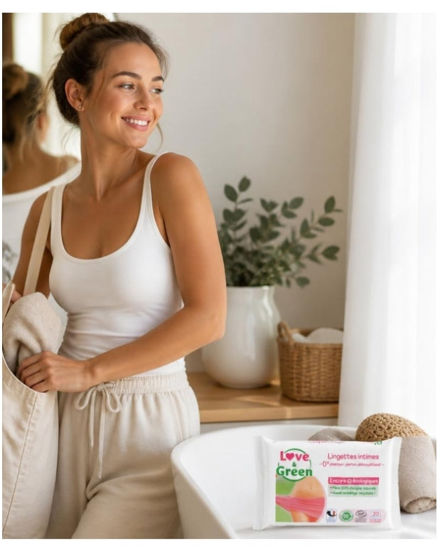 Love&Green Intimate Lingettes Nettoyantes Apaisantes x20