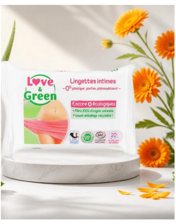 Love&Green Intimate Lingettes Nettoyantes Apaisantes x20