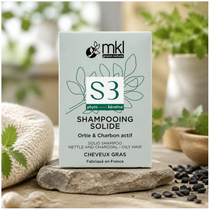 MKL Nettle Charcoal Shampoing solide 65g pour cheveux gras