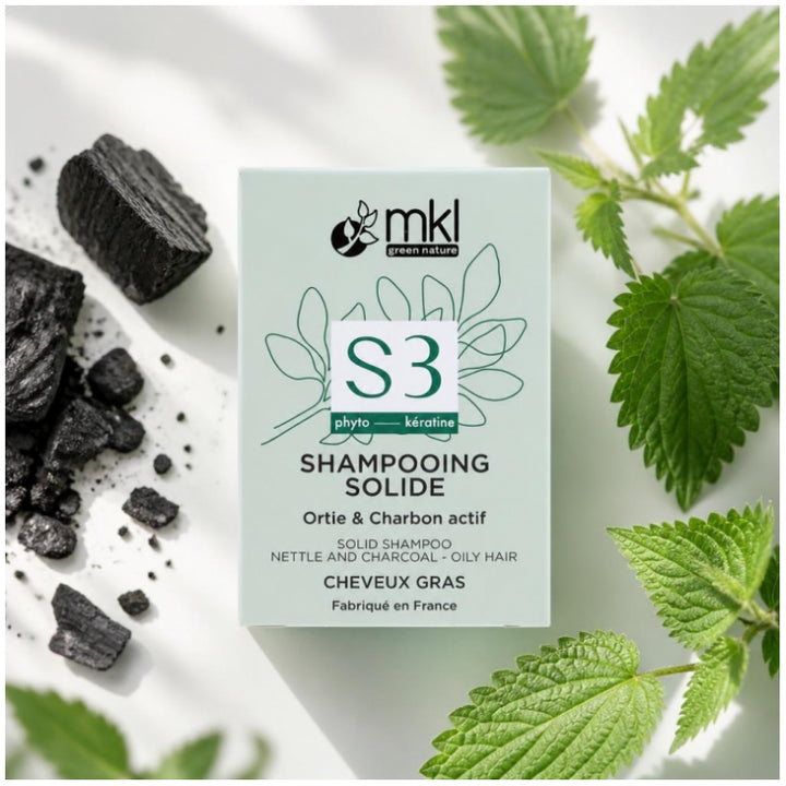 MKL Nettle Charcoal Shampoing solide 65g pour cheveux gras