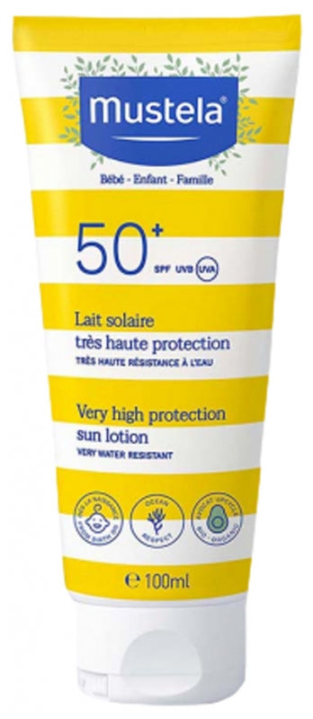 Mustela Loción Solar de Muy Alta Protección SPF50+ Cuidado a Base de Aguacate