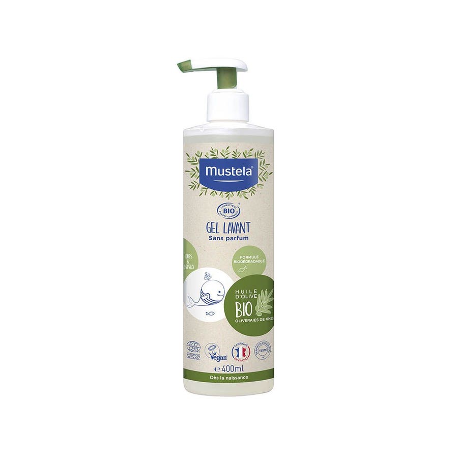 Mustela Organic Olive Oil Washing Gel for Family 400ml (13.53fl oz) - FrenchBeautyHub