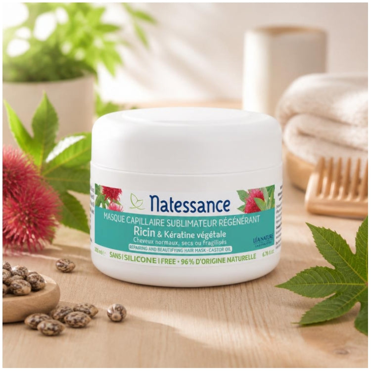 Natessance Maschera per capelli rigenerante con olio di ricino 200ml