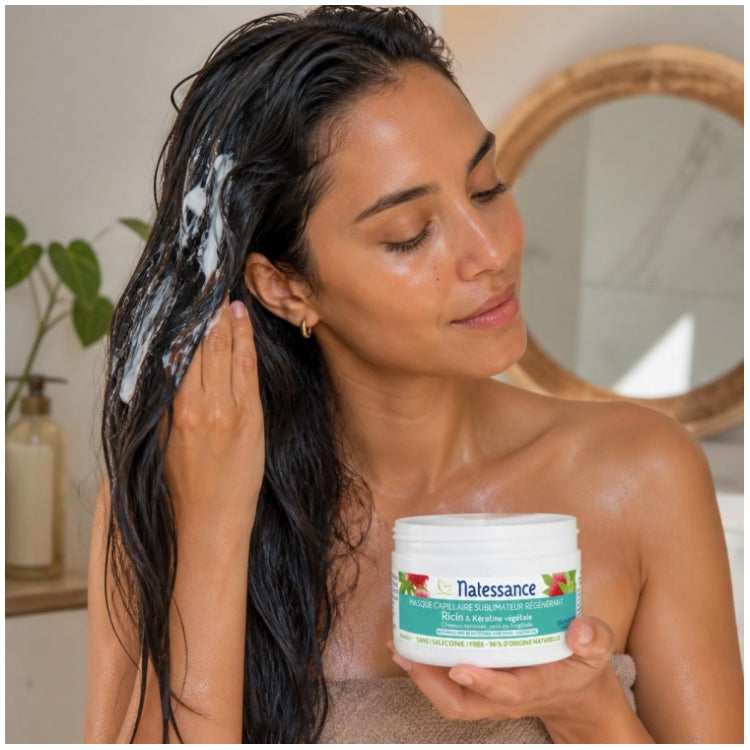 Natessance Maschera per capelli rigenerante con olio di ricino 200ml