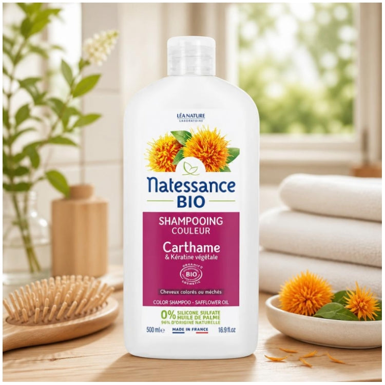 Natessance Coloured Hair shampoo Organic safflower & plant keratin 500ml (16.90fl oz)