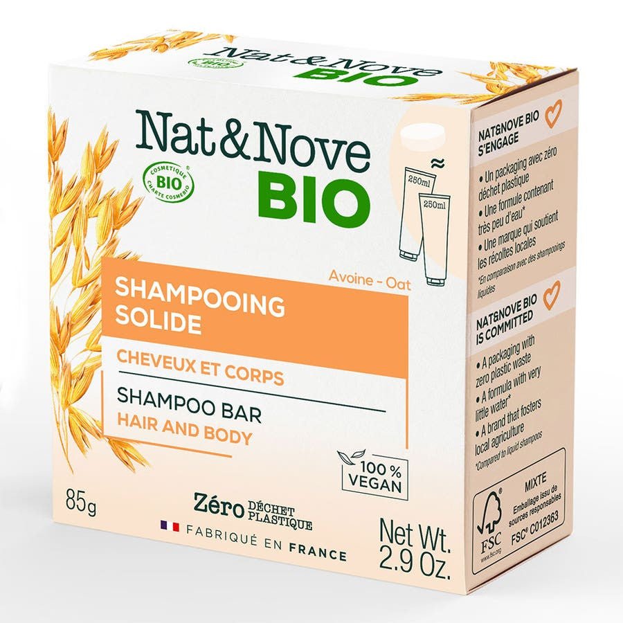 NAT&NOVE BIO Certified Solide Organic Hair & Body Shampoo 85g (2.99 oz) - FrenchBeautyHub