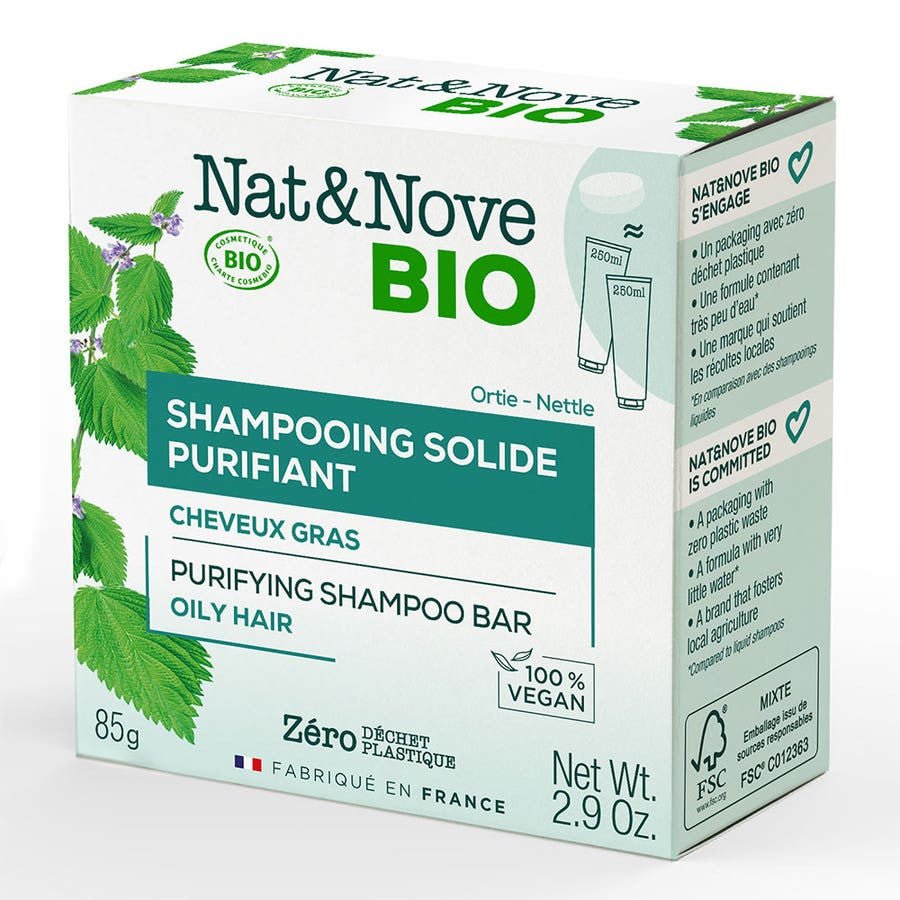 NAT&NOVE BIO Purifying Solid Shampoo for Oily Hair 85g (2.99 oz) - FrenchBeautyHub