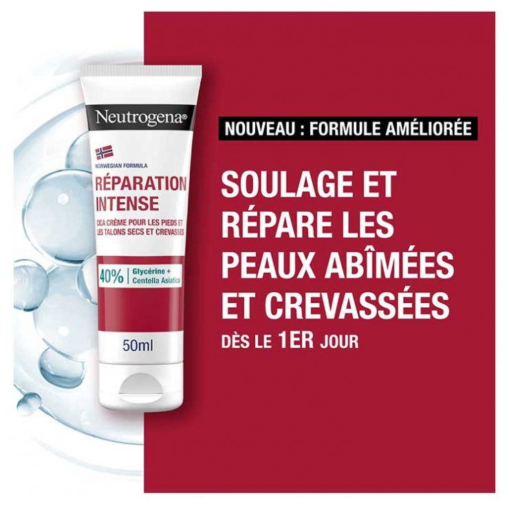 Neutrogena Intensive Repair CICA Crème pour pieds et talons secs et crevassés 50ml