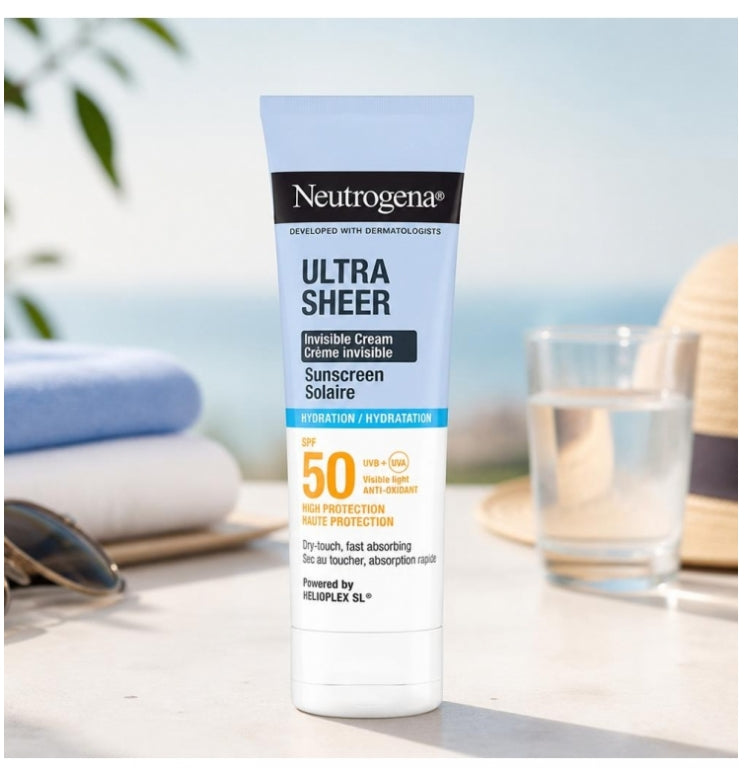 Neutrogena Ultra Sheer Onzichtbare hydraterende zonnebrandcrème voor het gezicht SPF50 50 ml