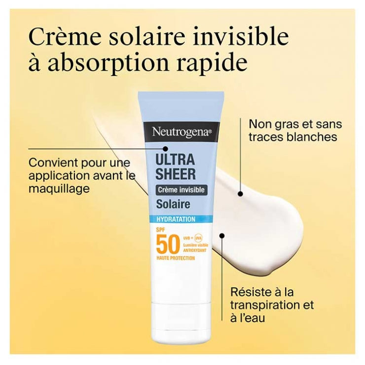 Neutrogena Ultra Sheer Onzichtbare hydraterende zonnebrandcrème voor het gezicht SPF50 50 ml