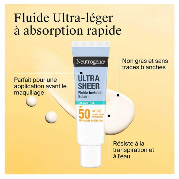 Neutrogena Ultra Sheer Fluido Solar Invisível Controle da Oleosidade SPF50+ 50 ml