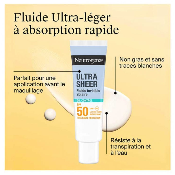 Neutrogena Ultra Sheer Fluido Solar Invisível Controle da Oleosidade SPF50+ 50 ml