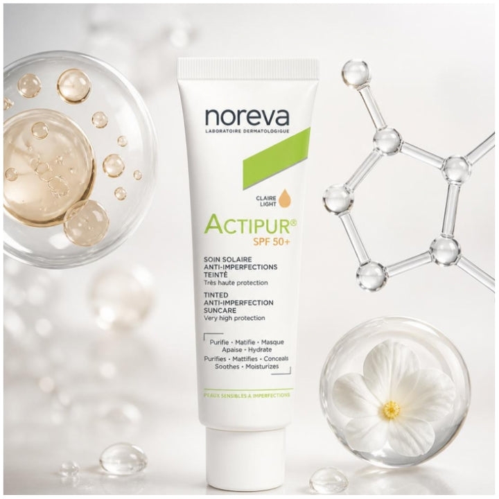 Noreva Actipur SPF50+ Protector solar con color anti-imperfecciones 30ml