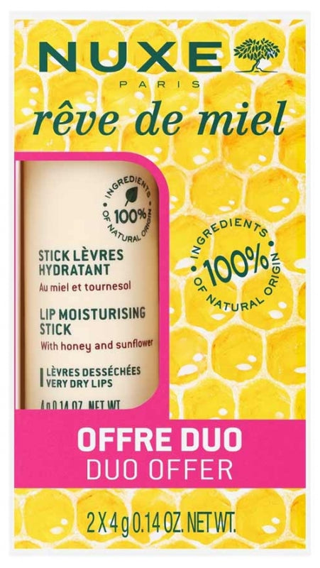 NUXE Rêve de Miel Dúo de bálsamos labiales hidratantes en stick con miel y girasol
