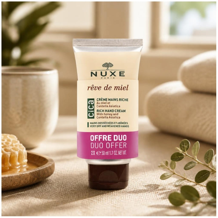 Nuxe Reve De Miel CICA Crème mains peaux sèches et abîmées 50ml x2