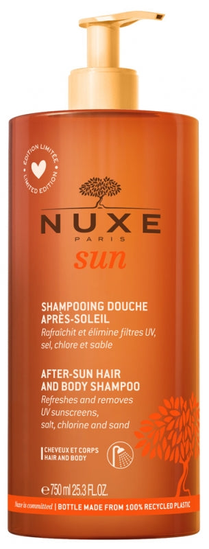 NUXE Sun Champú para cabello y cuerpo para después del sol con flores de sol y agua