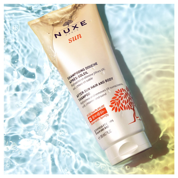 NUXE Sun Champú para cabello y cuerpo para después del sol con flores de sol y agua