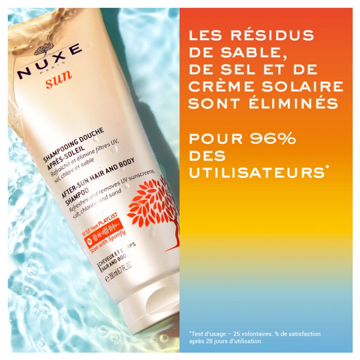 NUXE Sun Champú para cabello y cuerpo para después del sol con flores de sol y agua
