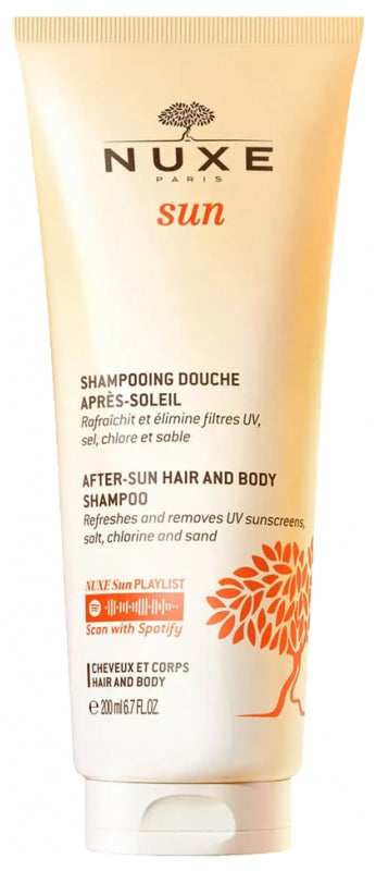 NUXE Sun Champú para cabello y cuerpo para después del sol con flores de sol y agua