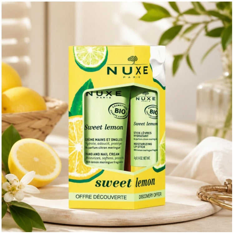 Nuxe Sweet Lemon Gourmet Set dúo de crema de manos y barra de labios