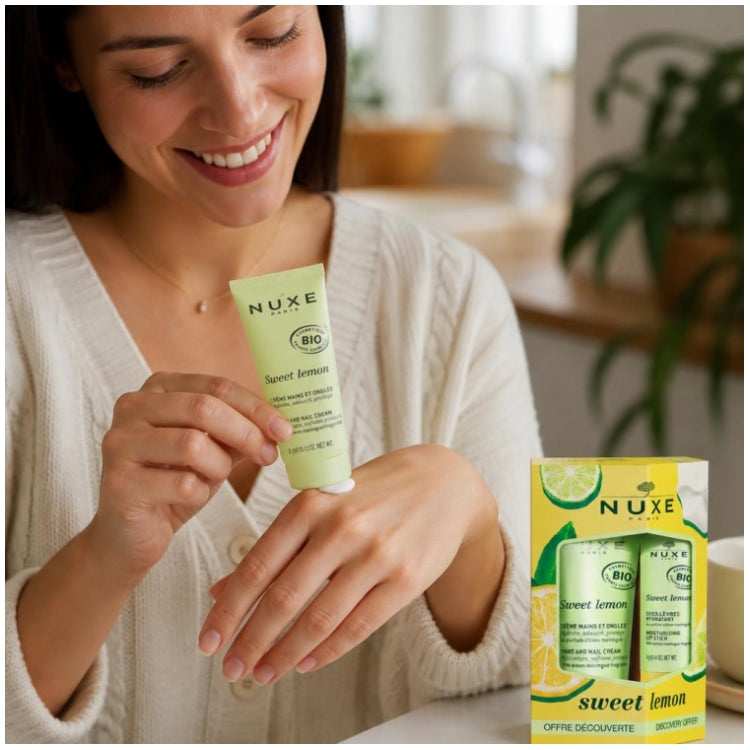 Nuxe Sweet Lemon Gourmet Set dúo de crema de manos y barra de labios