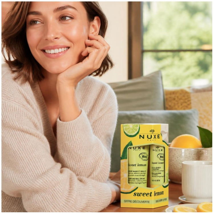 Nuxe Sweet Lemon Gourmet Set dúo de crema de manos y barra de labios