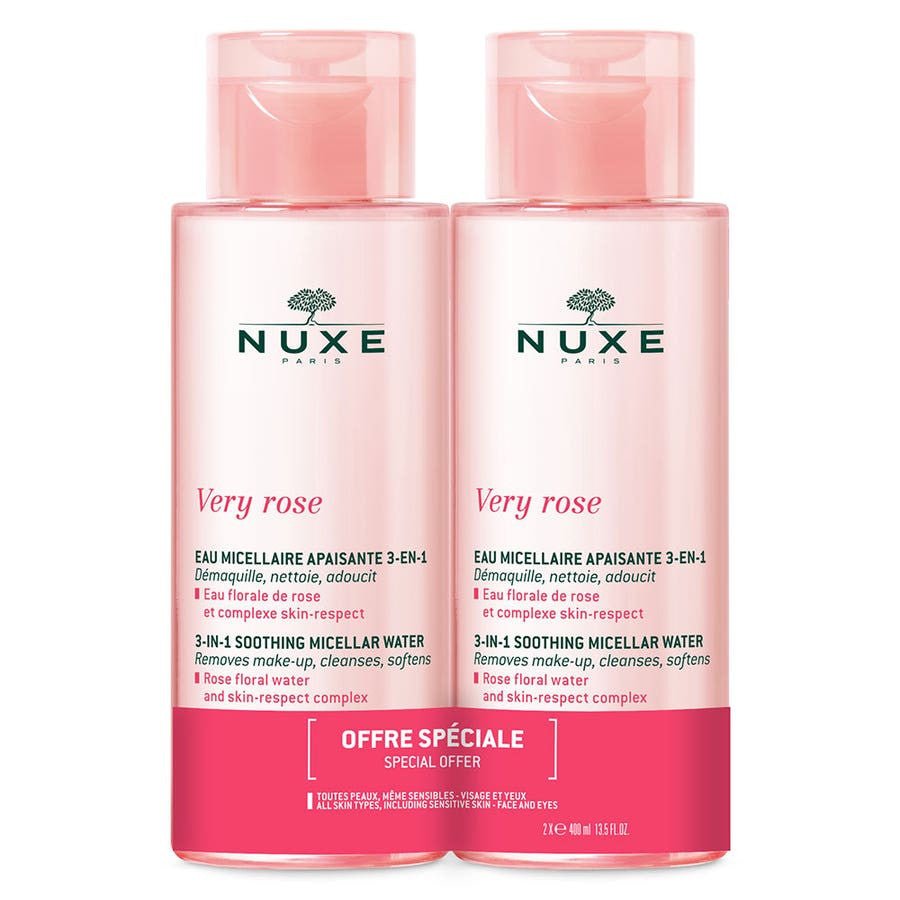 Nuxe Very rose Soothing Micellar Water DUO 400ml x2 (13.52fl oz x2) - FrenchBeautyHub