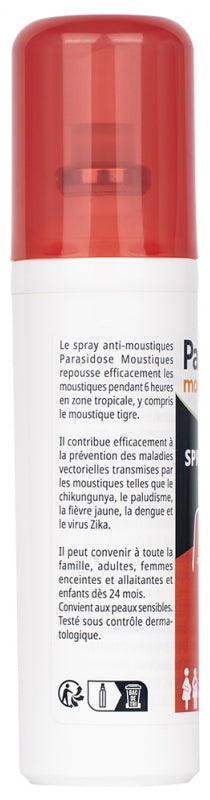 PARASIDOSE 6-hour High Efficiency Mosquito Repellent Spray Tropical Risk Zones From 24 Months 100ml (3.38fl oz)