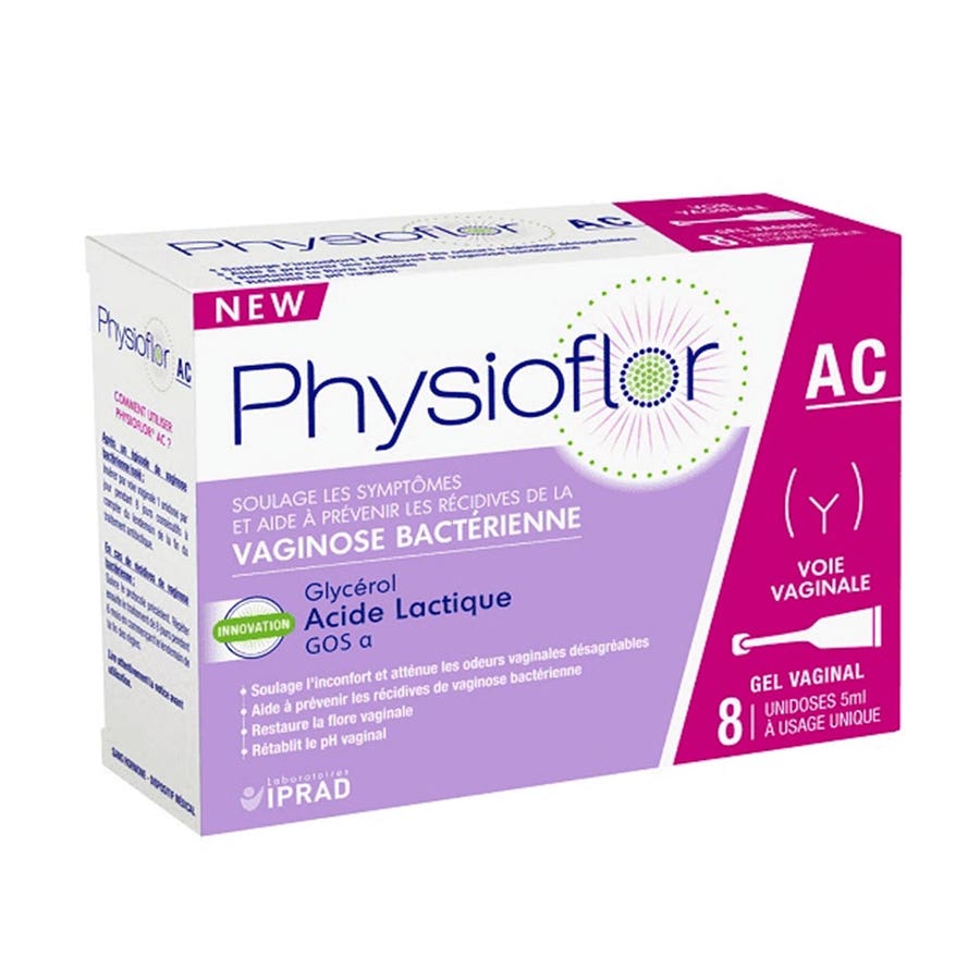 Physioflor AC 8 Unidoses Vaginal Gel Bacterial vaginosis 40ml (1.35fl oz) - FrenchBeautyHub