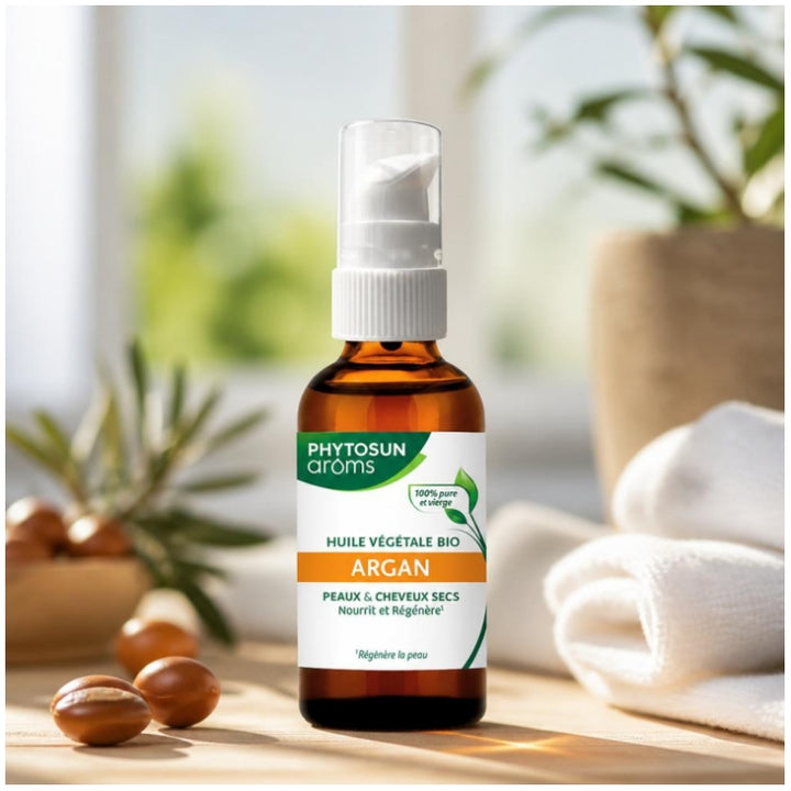 Phytosun Aroms Argane Huile végétale pour peau et cheveux secs bio 50ml