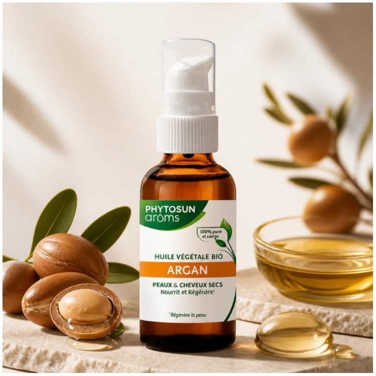 Phytosun Aroms Argane Huile végétale pour peau et cheveux secs bio 50ml