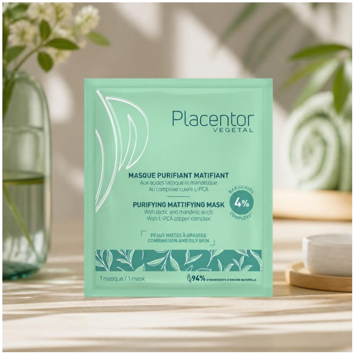 Placentor Végétal أقنعة منقية ومطفية للبشرة المختلطة إلى الدهنية 25g