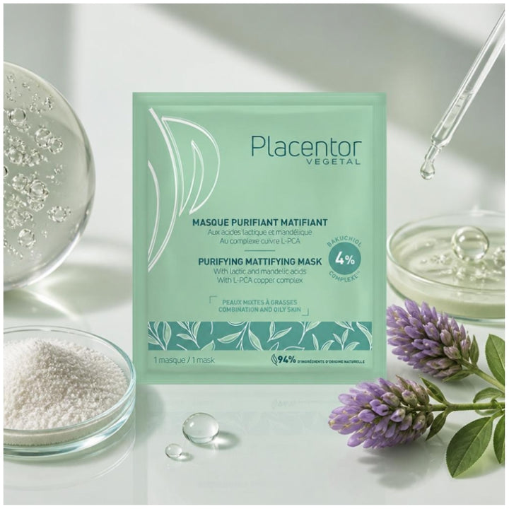 Placentor Végétal أقنعة منقية ومطفية للبشرة المختلطة إلى الدهنية 25g