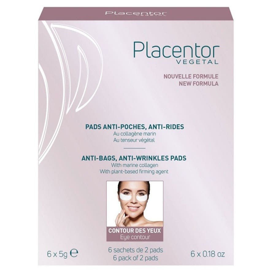 Placentor Vegetal Pads for Wrinkles and Puffiness with Marine Collagen 6 Sachets of 2 Pads - FrenchBeautyHub
