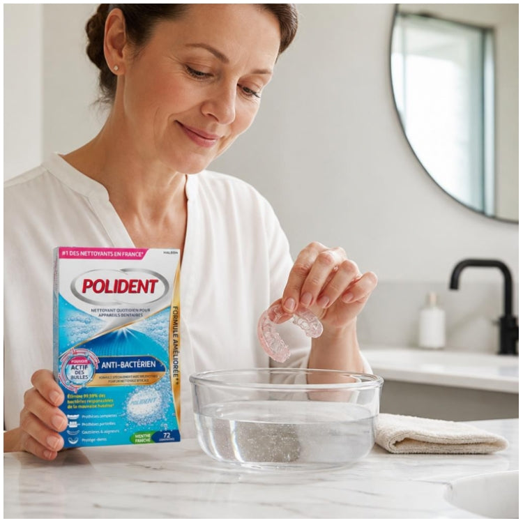 Polident 4-in-1 antibacterial cleaner for dentures and dental appliances 72 tablets