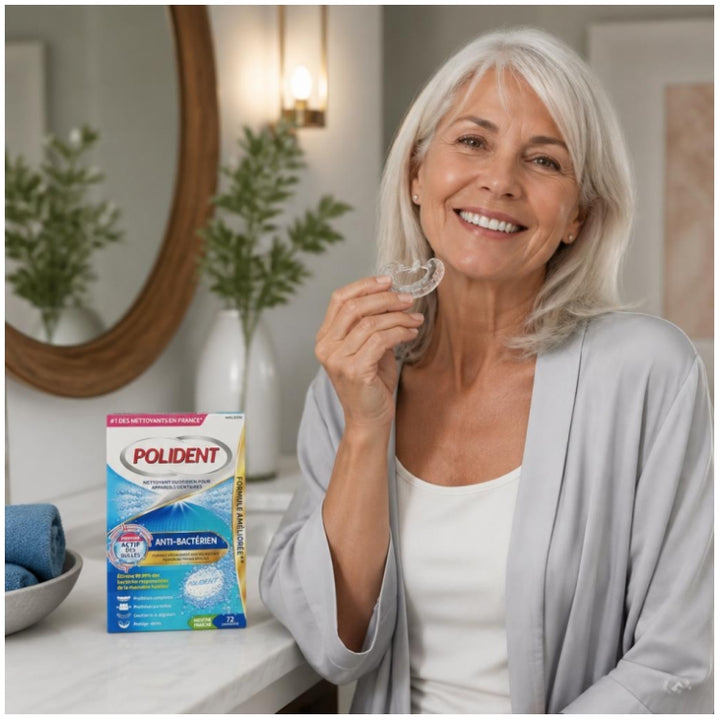 Polident 4-in-1 antibacterial cleaner for dentures and dental appliances 72 tablets