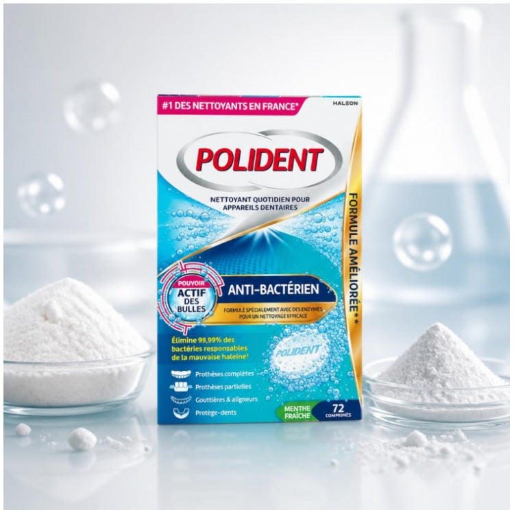 Polident 4-in-1 antibacterial cleaner for dentures and dental appliances 72 tablets
