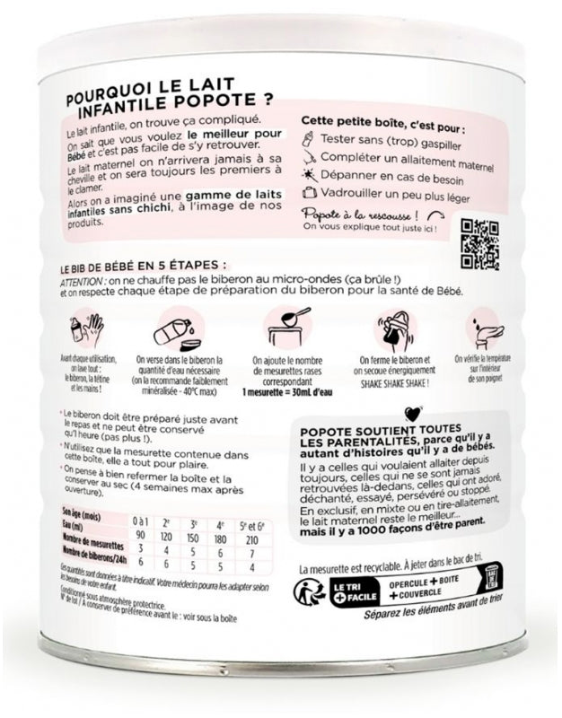 Popote Bio Lait infantile 1er âge de 0 à 6 mois 400g