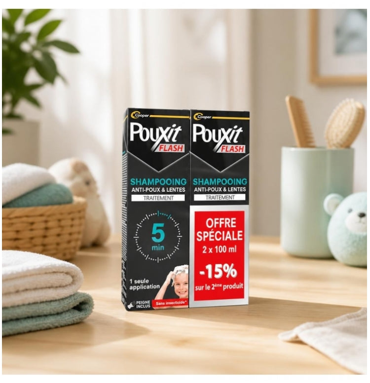 Pouxit Flash Tratamiento antipiojos y liendres 2x100ml