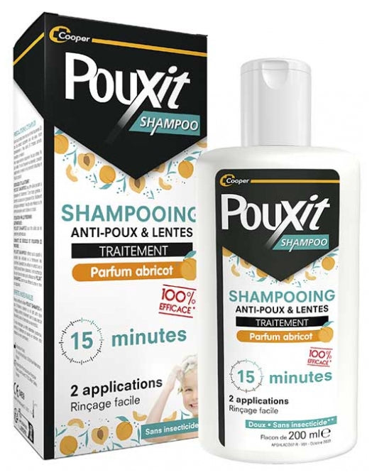 Pouxit Champú de tratamiento antipiojos y liendres, perfume de albaricoque 2x200ml