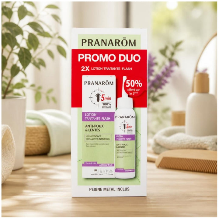 Pranarôm Pranapoux Lozione Trattamento Flash Anti-Pidocchi e Lendini 2x100ml