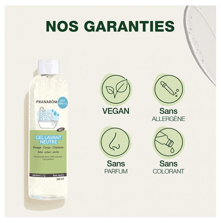 Pranarôm Aromaself Gel Lavant Base Neutre Bioes Face, Body and Hair 500ml (16.91fl oz)
