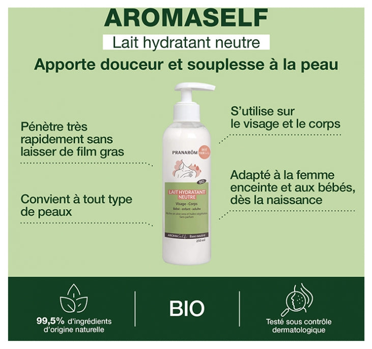 Pranarôm Aromaself Organic Neutral Moisturising Milk Face, Body, Hands 250ml (8.45fl oz)